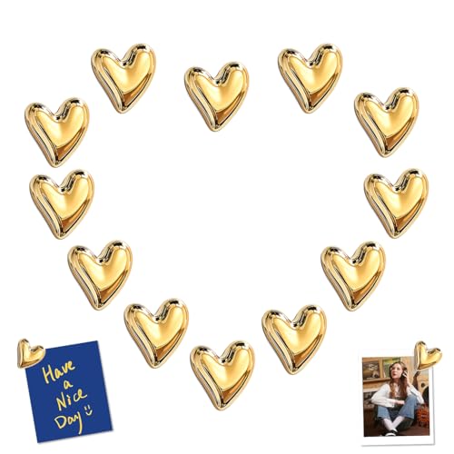 HASTHIP® 12Pcs Refrigerator Magnets Golden Finish Resin Heart Strong Magnets 0.7 inches Metallic Textured Decorative Heart Magnets Bullet Magnets Memo Magnets HASTHIP® 12Pcs Refrigerator Magnets Golden Finish Resin Heart Strong Magnets 0.7 inches Metallic Textured Decorative Heart Magnets Bullet Magnets Memo Magnets